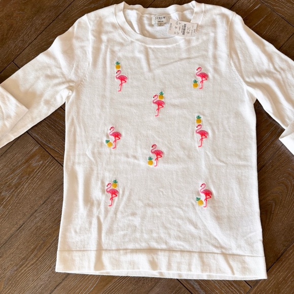 J. Crew Kids White Tee with Flamingo and Pineapple Embroidery - Picture 8 of 11